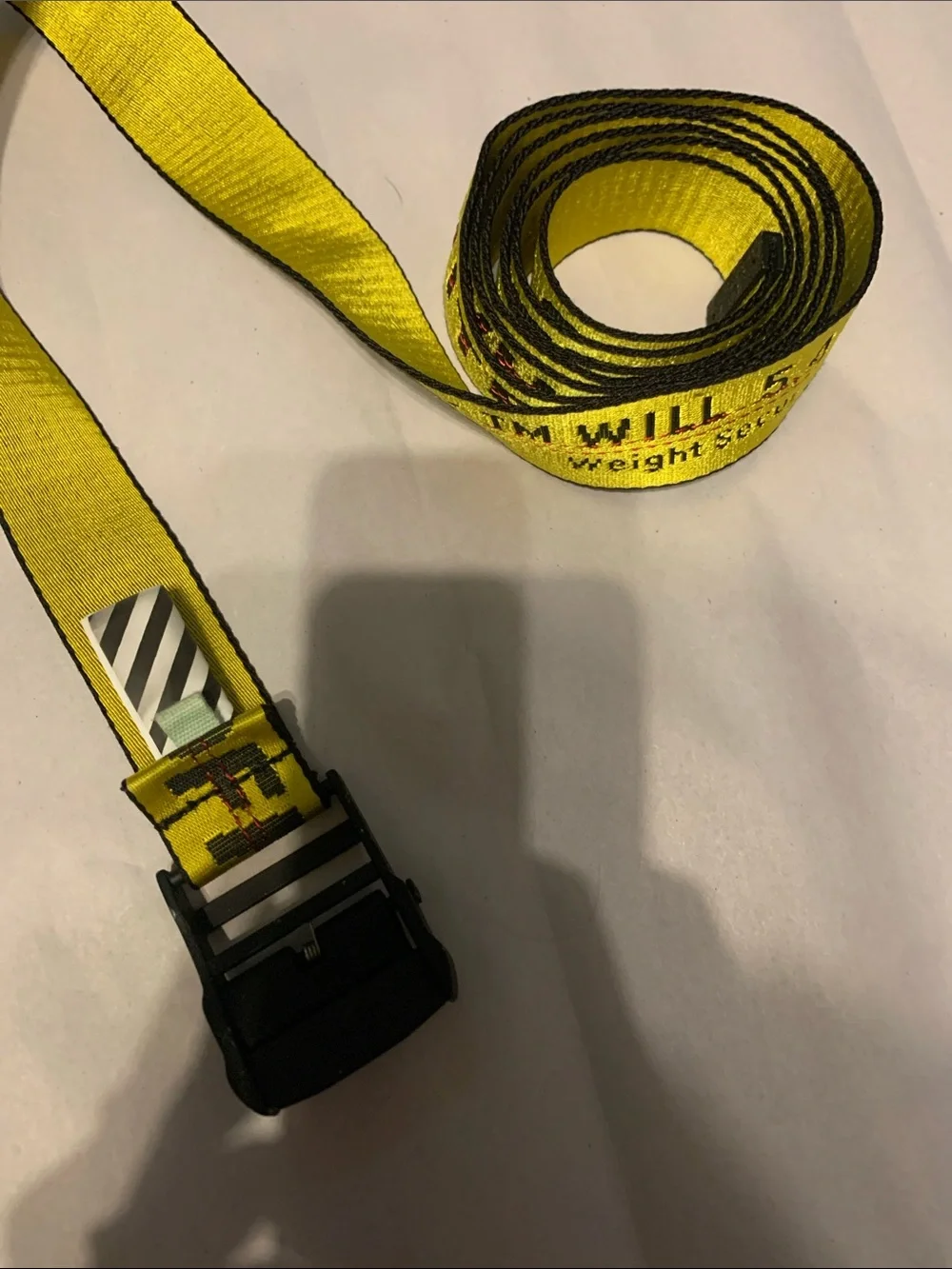 Off-White Yellow Industrial Web Belt with Black Buckle
